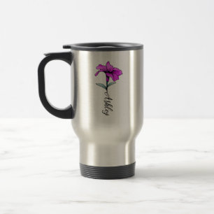 Taza De Viaje Flor de lirio rosa personalizada