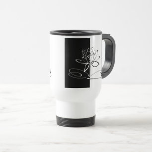 Taza De Viaje Flor de Loto Negra Blanca Yin Yang