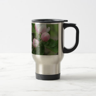 Taza De Viaje flor de manzano y hojas verdes