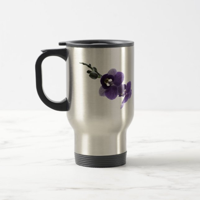 Taza De Viaje Flor de orquídea púrpura, Mug (Izquierda)