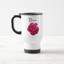 Taza De Viaje Flor de peonía rosa vibrante personalizada