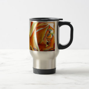 Taza De Viaje Flor de rosa amarilla original acuarela Art