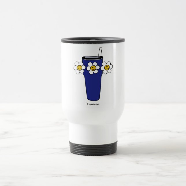 Taza De Viaje Flor feliz tumbler (Centro)