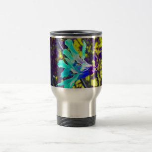 Taza De Viaje flor fresca del cielo amarillo púrpura verde