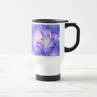 Taza De Viaje Flor morada de loto y cristales fractales