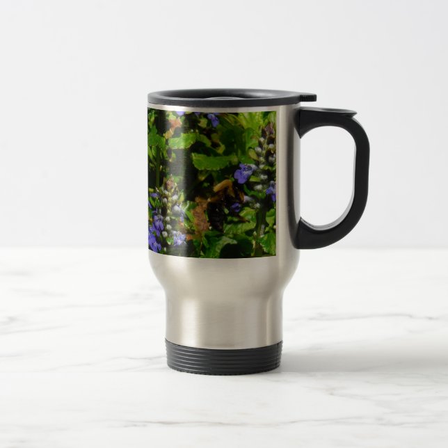 Taza De Viaje Flor morada y abeja burbuja (Derecha)
