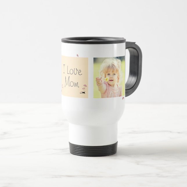 Taza De Viaje Flor romántica y Día de la Madre fotográfico famil (Anverso derecho)