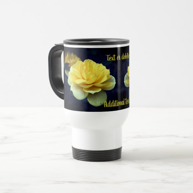 Taza De Viaje Flor rosa amarilla personalizada (Anverso izquierdo)