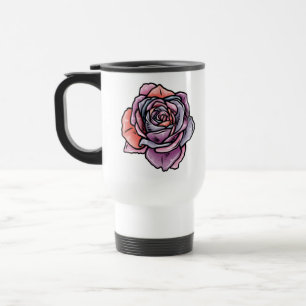 Taza De Viaje Flor Rosa de color