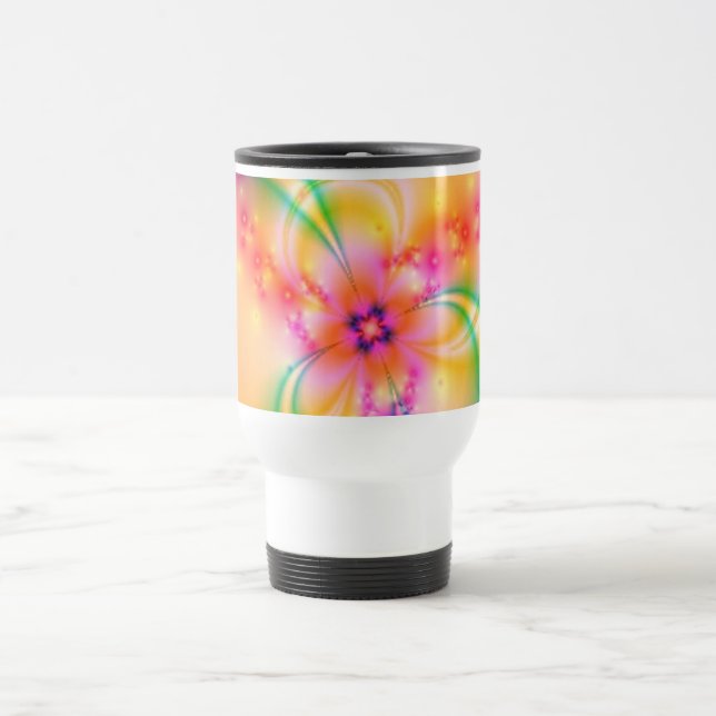 Taza De Viaje Flor rosada con las cintas (Centro)