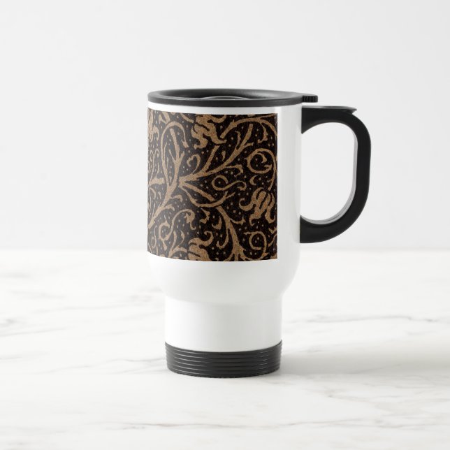 Taza De Viaje Floral de cuero marrón Art Nouveau (Derecha)