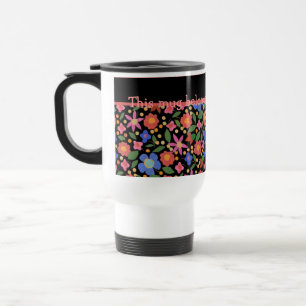 Taza De Viaje Floral de estilo de arte folclórico bonito sobre b