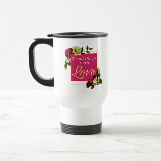 Taza De Viaje Floral de mujeres de fe: Hacer todas las cosas con (Izquierda)