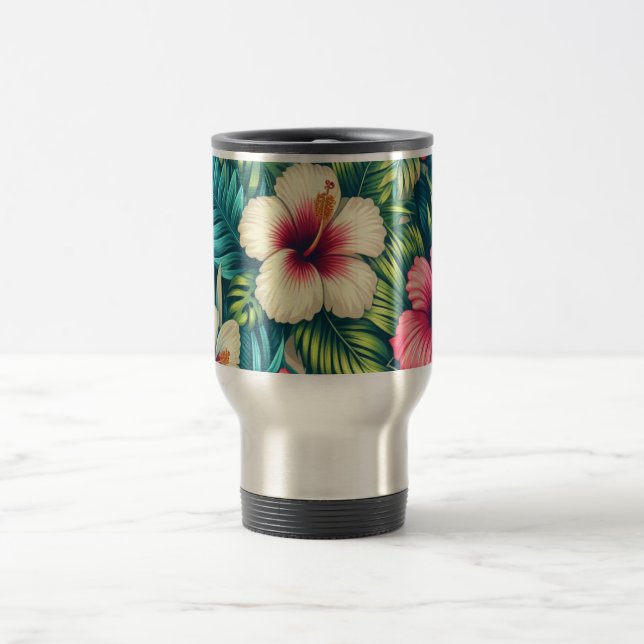 Taza De Viaje Floral hawaiano/tropical (Centro)