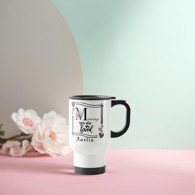 Taza de viaje floral personalizada para mamá (Subido por el creador)