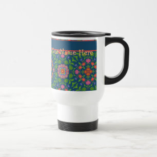 Taza De Viaje Floral Rangoli Deep Blue Travel Mug para personali