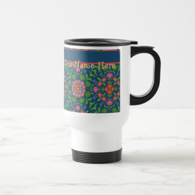Taza De Viaje Floral Rangoli Deep Blue Travel Mug para personali (Derecha)