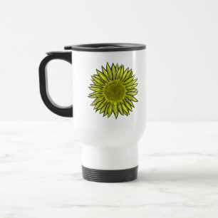 Taza De Viaje Floral Rústico Amarillo Giro mano de girasol