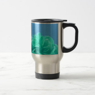 Taza De Viaje Floral verde azul colorida
