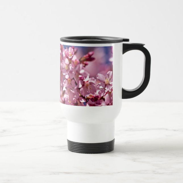 Taza De Viaje Florecimiento de cerezo sakura besado por la luz d (Derecha)