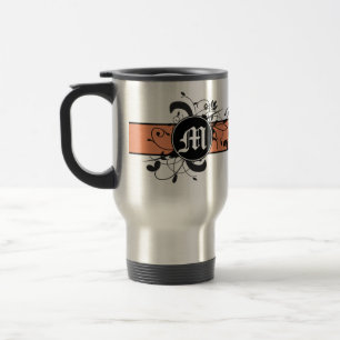 Taza De Viaje Florecimiento de la Fancy Personalizada Monogramad