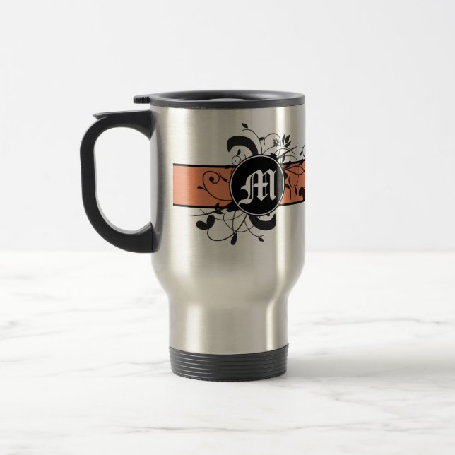 Taza De Viaje Florecimiento de la Fancy Personalizada Monogramad (Izquierda)