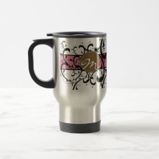 Taza De Viaje Florecimiento de la Fancy Personalizada Monogramad