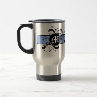 Taza De Viaje Florecimiento de la Fancy Personalizada Monogramad