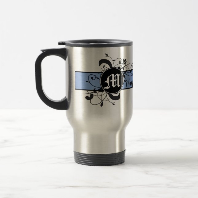 Taza De Viaje Florecimiento de la Fancy Personalizada Monogramad (Izquierda)