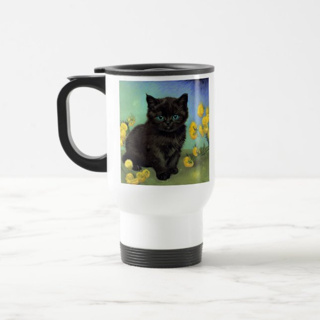 Taza De Viaje Flores amarillas de gato negro Van Gogh (Izquierda)