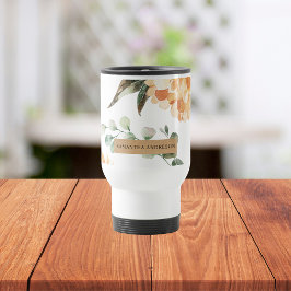 Taza De Viaje Flores amarillas modernas y regalo personalizado d