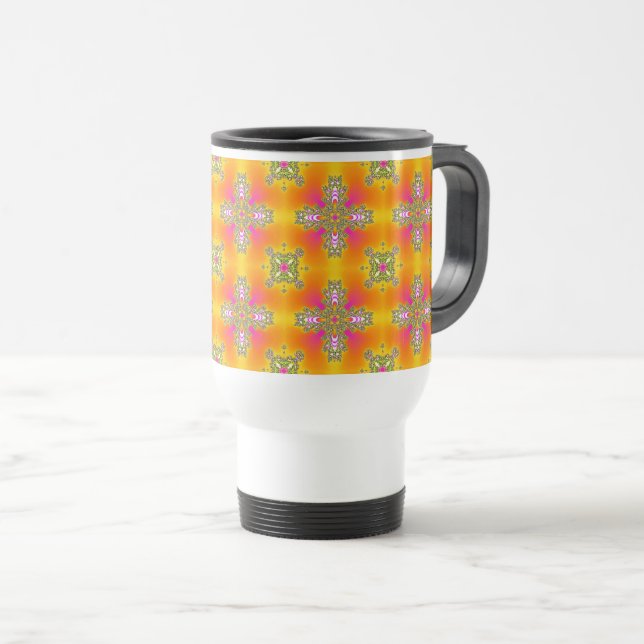 Taza De Viaje Flores artdeco en estilo retro (Anverso derecho)