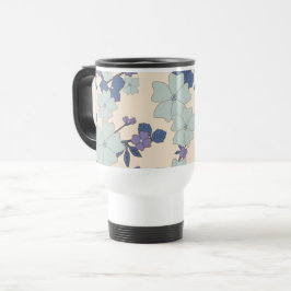 Taza De Viaje Flores azules, flores moradas, patrón floral