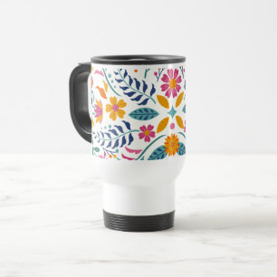 Taza De Viaje Flores botánicas modernas de flores coloridas y fl