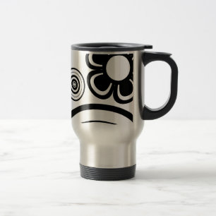 Taza De Viaje Flores caprichosas en blanco y negro, círculos, sa