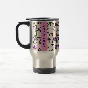 Taza De Viaje Flores Coloridas, Fondo Rosa, Rosa