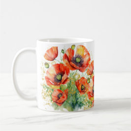 Taza De Viaje Flores de amapola de cachorros rojos monogramados