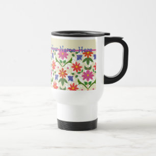 Taza De Viaje Flores de bonito, puntos de polka en barriada de v