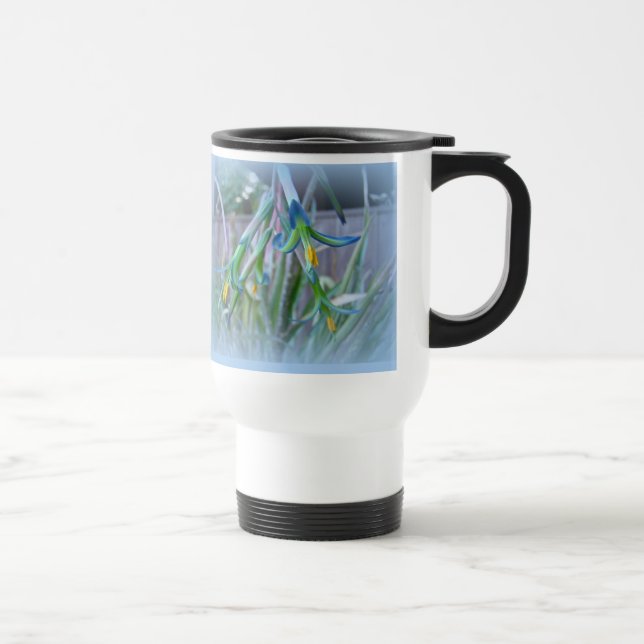 Taza De Viaje Flores de bromelida en azul (Derecha)