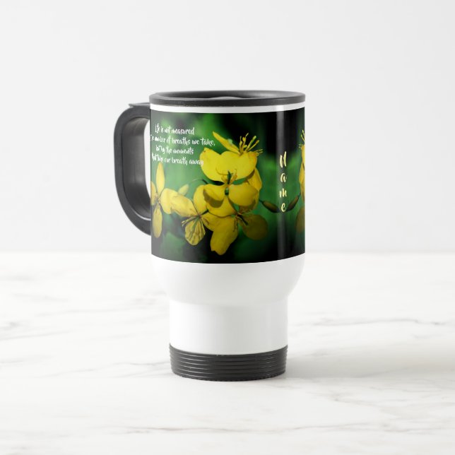 Taza De Viaje Flores de citas Inspiradoras de vida personalizada (Anverso izquierdo)