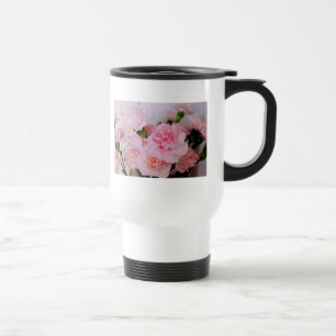 Taza De Viaje flores de clavel rosa bonitas