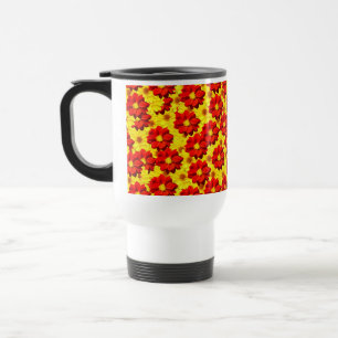 Taza De Viaje Flores de dalia rojas y amarillas
