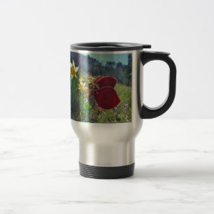 Taza De Viaje Flores de hadas y amarillas