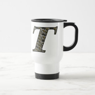 Taza De Viaje Flores de Hortensia con Inicial de Monograma T