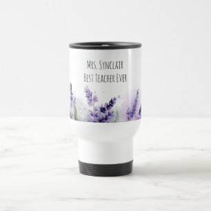 Taza De Viaje Flores de Lavanda Personalizadas Agradecimiento a