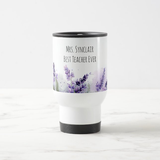 Taza De Viaje Flores de Lavanda Personalizadas Agradecimiento a  (Centro)