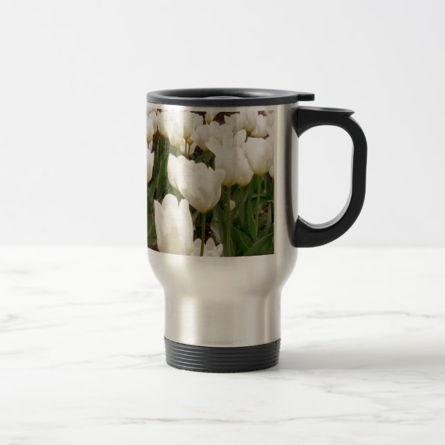 Taza De Viaje Flores de tulipanes blancos (Derecha)