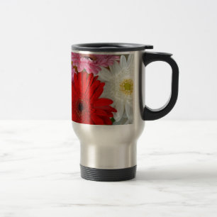Taza De Viaje Flores germinales rosas, rojas y blancas