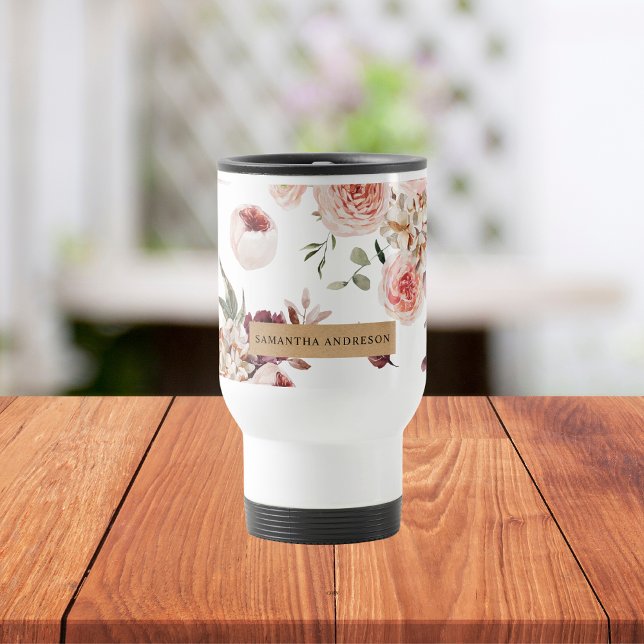 Taza De Viaje Flores pasteles modernas y regalo personalizado de (Subido por el creador)