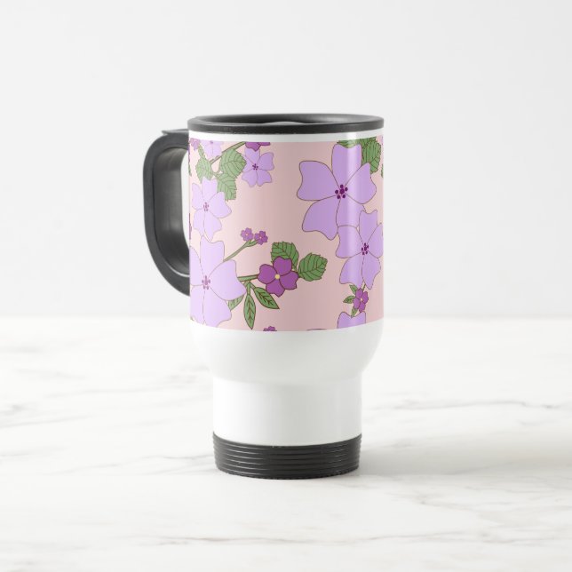 Taza De Viaje Flores Púrpura, Patrón Floral, Patrón De Flores (Anverso izquierdo)